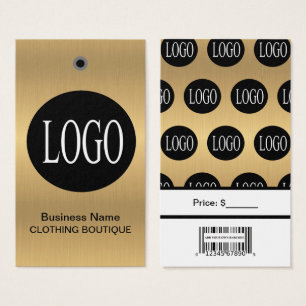 Gouden en zwarte logo's met barcode prijskaartjes visitekaartje