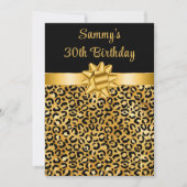 Gouden en zwarte luipaard print verjaardagsfeestje kaart (Voorkant)
