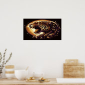 Gouden en zwarte luipaardmuur of Poster (Keuken)
