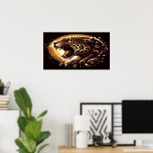 Gouden en zwarte luipaardmuur of Poster (Thuiskantoor)
