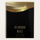 Gouden en zwarte minimalistische moderne Fancy tre Planner (Voorkant)