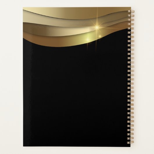 Gouden en zwarte minimalistische moderne Fancy tre Planner (Achterkant)