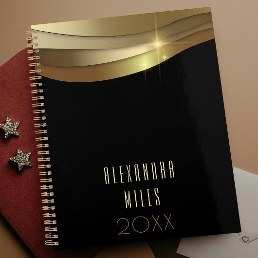 Gouden en zwarte minimalistische moderne Fancy tre Planner