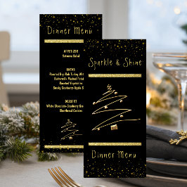 Gouden en zwarte moderne feestdagen menu