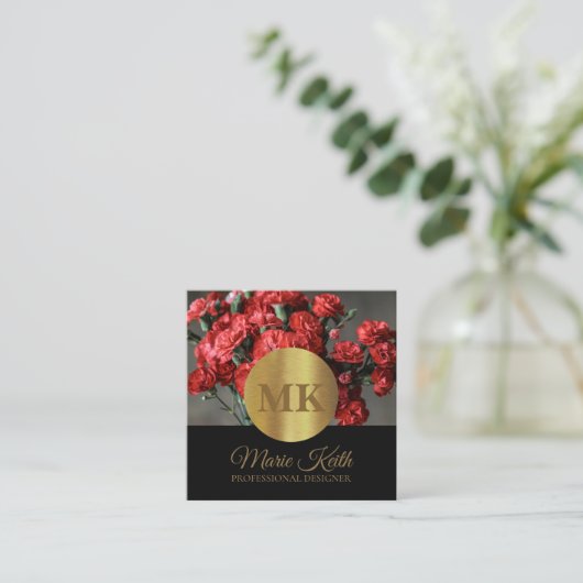 Gouden en zwarte moderne professional vierkante visitekaartje (Staand voorkant)