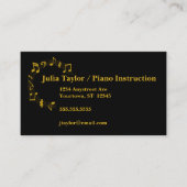 Gouden en zwarte muzieknoten muziekleraar visitekaartje (Voorkant)