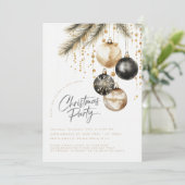Gouden en zwarte Ornamenten Baubles kerstfeest Kaart (Staand voorkant)