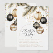 Gouden en zwarte Ornamenten Baubles kerstfeest Kaart (Voorkant / Achterkant)