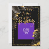 Gouden en zwarte palmboom Uitnodiging (Achterkant)