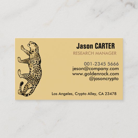 Gouden en zwarte panter skin accepteren Bitcoin Mo Visitekaartje (Achterkant)