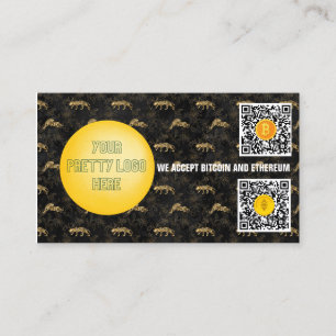Gouden en zwarte panter Wij accepteren Bitcoin Mod Visitekaartje
