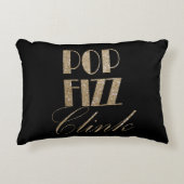 Gouden en zwarte partij Pop Fizz Clink Accent Kussen (Voorkant)