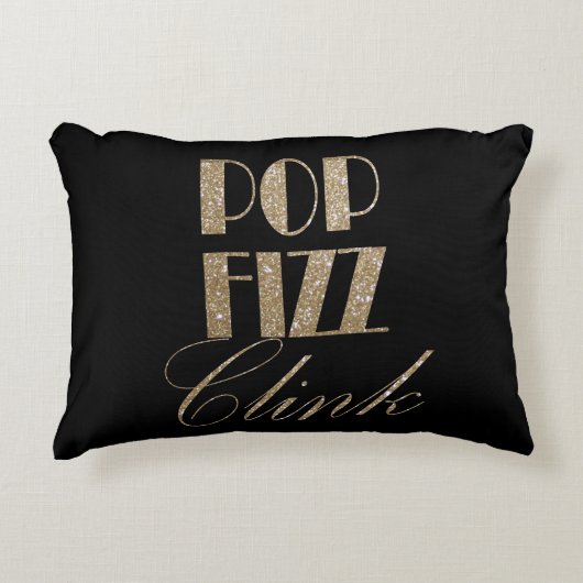 Gouden en zwarte partij Pop Fizz Clink Accent Kussen (Voorkant)