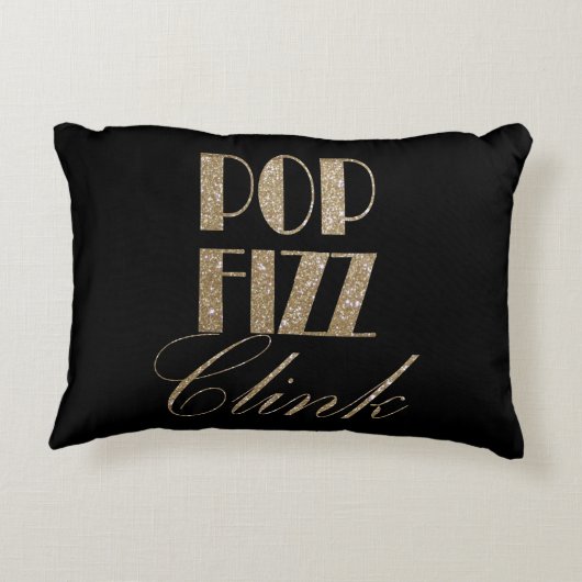 Gouden en zwarte partij Pop Fizz Clink Accent Kussen (Achterkant)