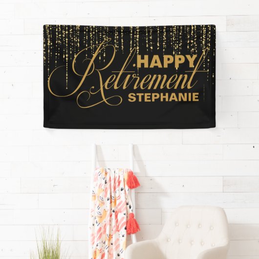 Gouden en Zwarte Pensioenpartij Spandoek (Insitu)