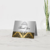 Gouden en zwarte prinses Tiara bedankkaart (Voorkant)