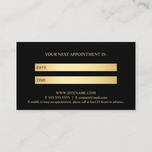 Gouden en zwarte professionele afspraak afsprakenkaartje (Achterkant)