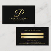 Gouden en zwarte professionele afspraak afsprakenkaartje (Voorkant / Achterkant)