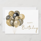 Gouden en Zwarte Safari Ballonnen Gelukkige Verjaa Kaart (Voorkant)