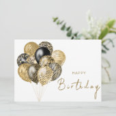 Gouden en Zwarte Safari Ballonnen Gelukkige Verjaa Kaart (Staand voorkant)