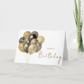 Gouden en Zwarte Safari Ballonnen Gelukkige Verjaa Kaart (Voorkant)