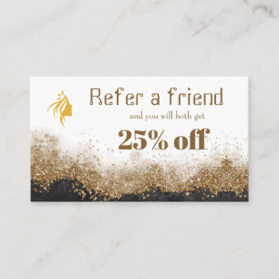 Gouden en zwarte Salon Referral Card Afsprakenkaartje