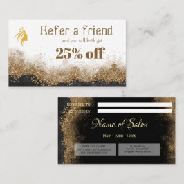 Gouden en zwarte Salon Referral Card Afsprakenkaartje