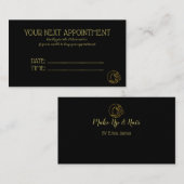 Gouden en zwarte schoonheidssalon afsprakenkaartje (Voorkant / Achterkant)