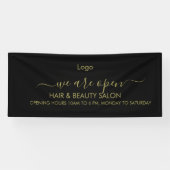 Gouden en zwarte schoonheidssalon spandoek (Horizontaal)