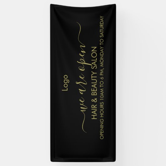 Gouden en zwarte schoonheidssalon spandoek (Verticaal)