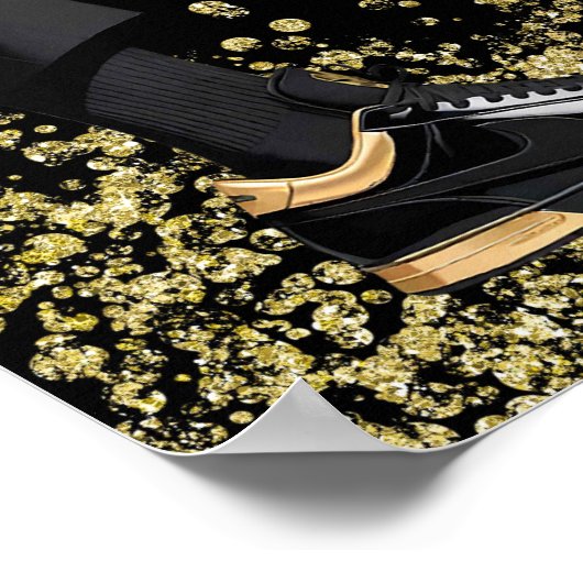 Gouden en Zwarte Sneaker Ball Party Welkomstbord Poster (Hoek)