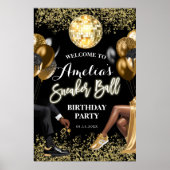 Gouden en Zwarte Sneaker Ball Party Welkomstbord Poster (Voorkant)