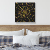 Gouden en Zwarte Spinnenweb Canvas Afdruk (Insitu (Slaapkamer))