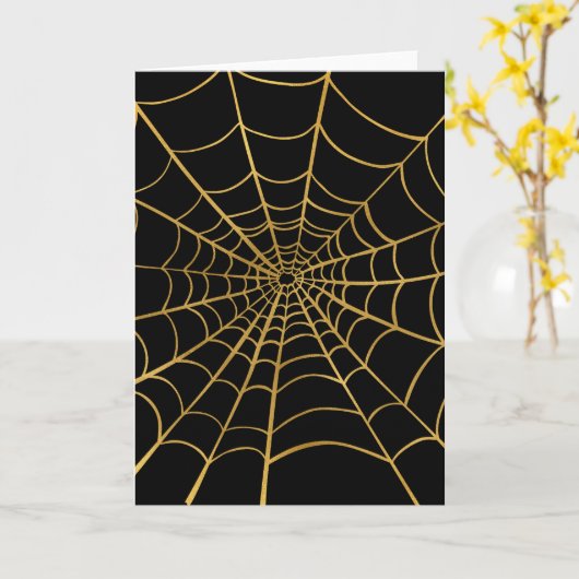 Gouden en Zwarte Spinnenweb Kaart (Gele Bloem)