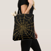 Gouden en Zwarte Spinnenweb Tote Bag (Dichtbij)