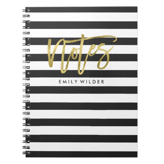 Gouden en zwarte strepen | Notitieboek (Voorkant)