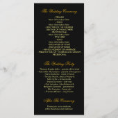 Gouden en Zwarte Strijklichten Huwelijksprogramma' Programmakaart (Achterkant)