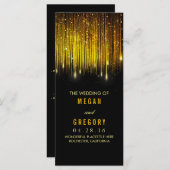 Gouden en Zwarte Strijklichten Huwelijksprogramma' Programmakaart (Voorkant / Achterkant)