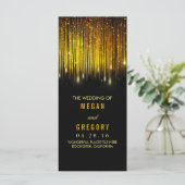 Gouden en Zwarte Strijklichten Huwelijksprogramma' Programmakaart (Staand voorkant)