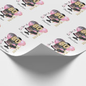 Gouden en Zwarte Taart 80e Verjaardag Naam Cadeaupapier (Hoek)