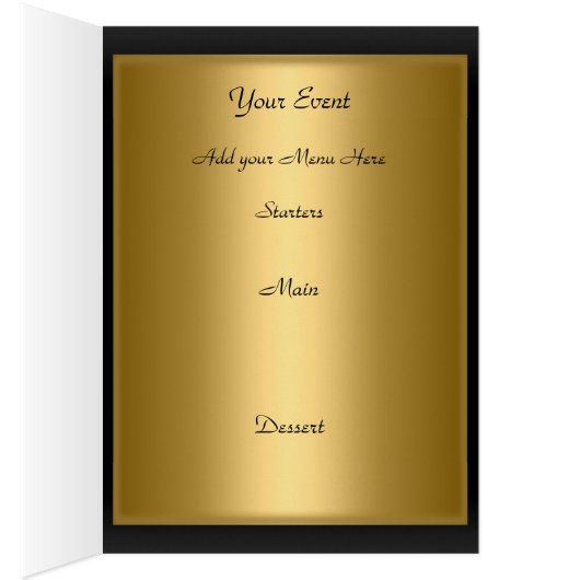 Gouden en Zwarte Tafel Plaatsing Kaart en Menu (Binnen (Rechts))