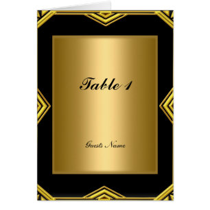 Gouden en Zwarte Tafelplaatskaart en Menu