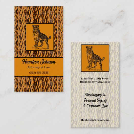 Gouden en zwarte tijgerprint visitekaartje (Voorkant / Achterkant)