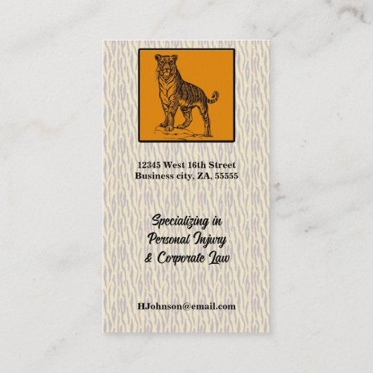 Gouden en zwarte tijgerprint visitekaartje (Achterkant)