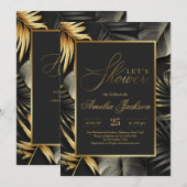 Gouden en zwarte tropische bladeren vrijgezellenfe kaart (Voorkant / Achterkant)