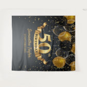 Gouden en zwarte verjaardagsachtergrond tapijt ban wandkleed (Voorkant (horizontaal))