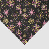 Gouden en Zwarte Winter Sneeuwvlokken Patroon Tissuepapier (Detail)