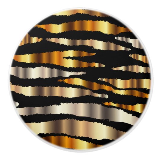 gouden en zwarte zebrastripes keramische knop (Voorkant)