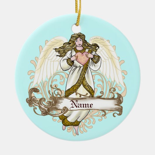 Gouden engel hart ornament (Voorkant)