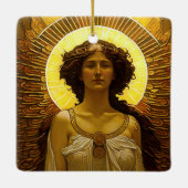 Gouden Engel Lichtende Boodschapper van het Licht  Keramisch Ornament (Achterkant)